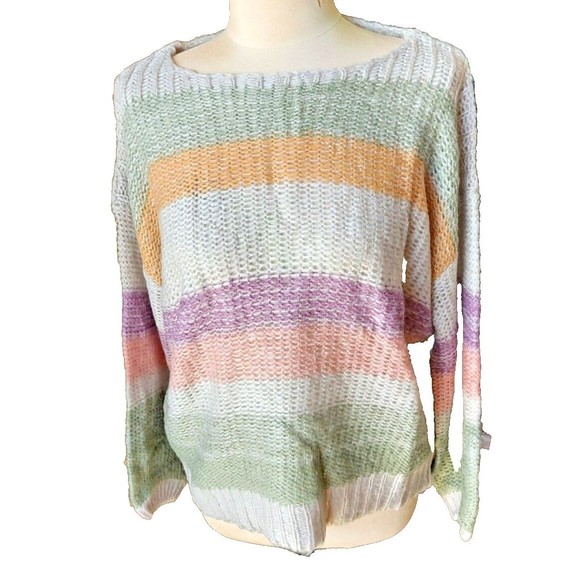 New Grace & Emma Stripped pastel colors knit sweater sz S NWT - Picture 1 of 10